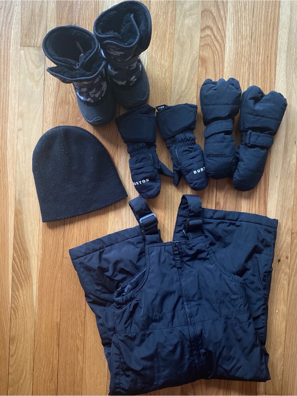 Lands' End Kids Black Snow Bib and Accessories Set